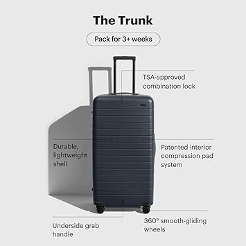 Large Trunk Luggage, 31 Inch Hardside Suitcase with Spinner Wheels, Lightweight & Durable, TSA Lock, Ideal for Long Trips, Jet Black