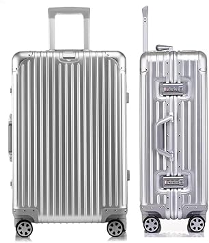 20 Inch All Aluminum Carry On Luggage with Wheels, Hard Shell Zipperless Suitcase with TSA Locks, Silver Travel Luggage (22x14x9 Airline Approved)