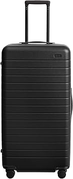 Large Trunk Luggage, 31 Inch Hardside Suitcase with Spinner Wheels, Lightweight & Durable, TSA Lock, Ideal for Long Trips, Jet Black