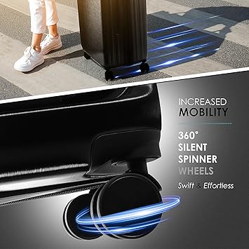 Hard Shell Luggage Sets with Spinner Wheels 4 Piece, Expandable Large Suitcases with TSA Lock, Travel Large Suitcase Set, Black Luggage Set